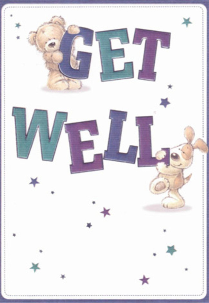 Perfect for delivering a warm, heartfelt wish across Kingsbury, this get well card is a true celebration of kindness and encouragement. The scene features an engaging bear and an animated puppy, their friendly gestures brought to life by textured brushwork and rounded lines that invite a sense of touch. Swirling stars, coloured in calming blues and rich purples, seem to carry good wishes through the air-reminiscent of breezes sweeping over Fryent Country Park. The confident typography, shaded in harmonious aquas and indigos, grounds the composition, much like the careful anchor of fresh foliage in a Kingsbury Florist bouquet. The illustration's clean, airy background and expressive detailing evoke clarity and comfort, reassuring anyone facing a difficult day. The sense of gentle playfulness and supportive energy in this card mirrors the way a thoughtful floral arrangement can illuminate a gloomy hospital room or a loved one's kitchen in Kingsbury, ensuring the message is packed with sincerity and hope.