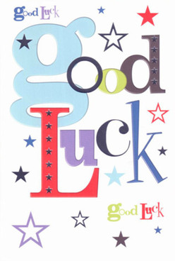 This good luck card channels Kingsbury's cheerful energy, with its designer's eye for bold, joyful typography and colour. A large, airy blue 'g' leads the arrangement, lending a sense of playful optimism, while rich reds and velvet purples underscore the seriousness of your good wishes. Centered against a pristine white backdrop, stars in every tone-navy, sky blue, golden green, soft lavender-sprinkle the card like blessings for a new job or a big move in Kingsbury's bustling neighbourhoods. The surface invites you to run your hand across its smoothness, a subtle reminder of the care Kingsbury Florist invests in every detail, from the texture of the cardstock to the ribbon on a freshly tied bouquet. The card's vibrant harmony of shapes and light offers more than a sentiment; it's a burst of communal pride, as if luck itself sparkles over the gardens and lively shops of NW9. Ideal for milestone moments, this card not only delivers wishes, but wraps the recipient in the genuine support and optimism characteristic of the Kingsbury community.